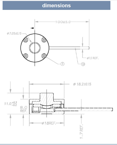 Stethoscope Contact  Microphone CM-01 dimensions